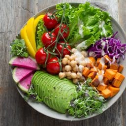 A colorful plate of healthy food.