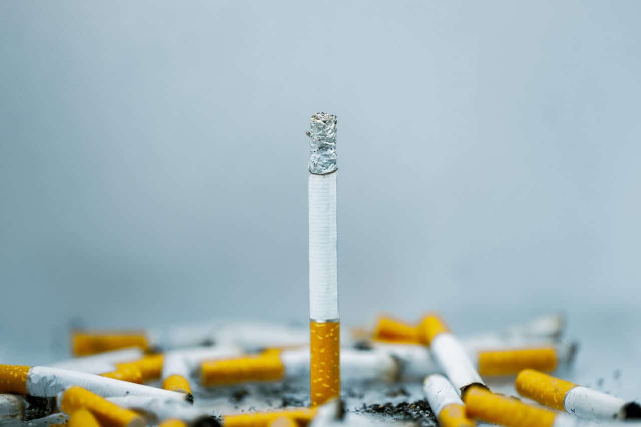 Close-up of cigarettes and ash.